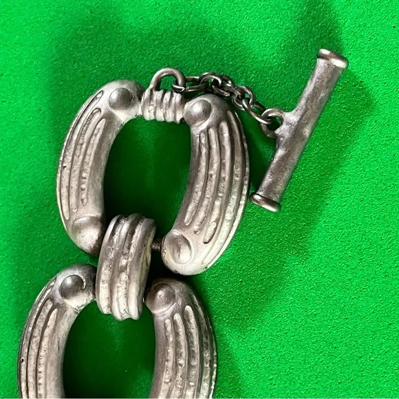 Givenchy New Old Stock Vintage Pewter Tone Chunky Link Bracelet